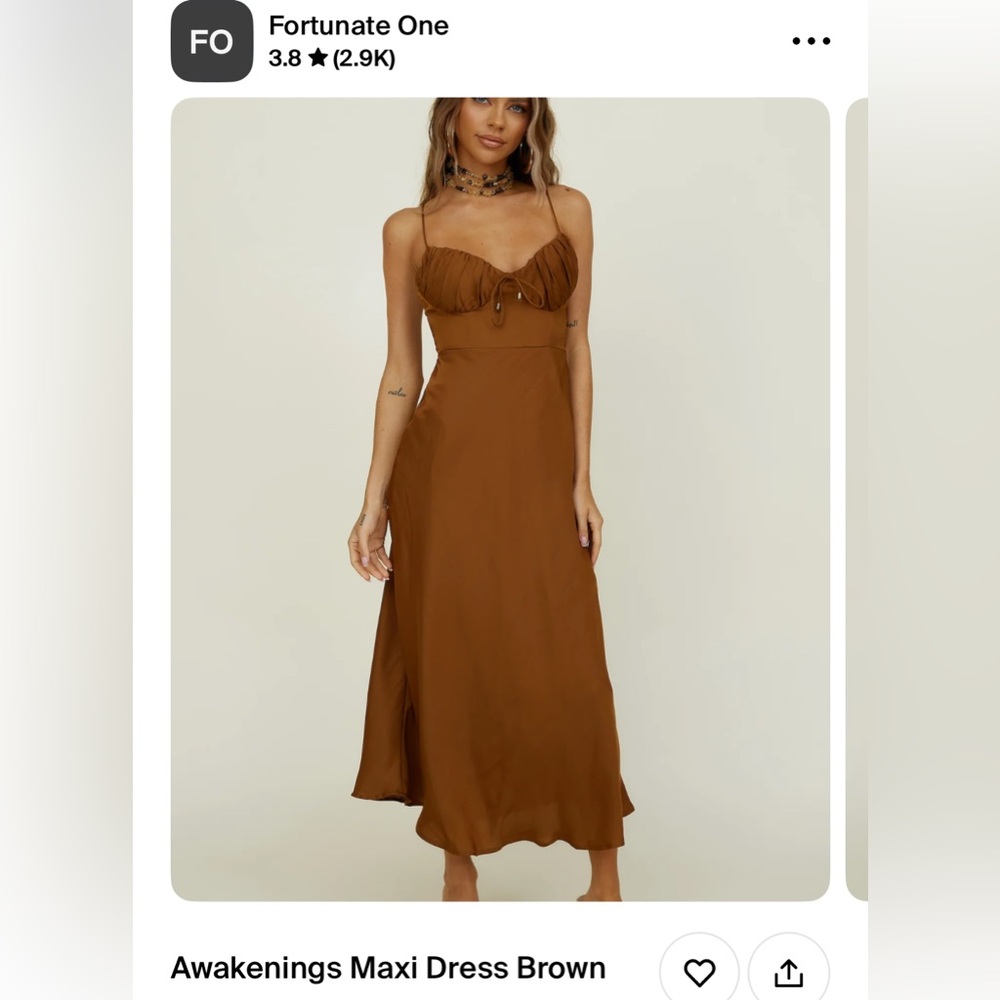 Elegant Brown Spaghetti Strap Dress